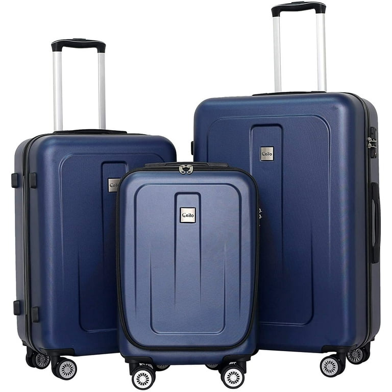 小物 cieloazul2810 Ceilo 3PC Hardshell Luggage Set: Rechargeable USB, ABS Material