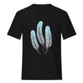 thumbnail image 4 of Awdenio Summer Feather Print Tops for Womens Plus Size Crewneck Tees Roll Sleeves Pullover Loose Tshirt, 4 of 7