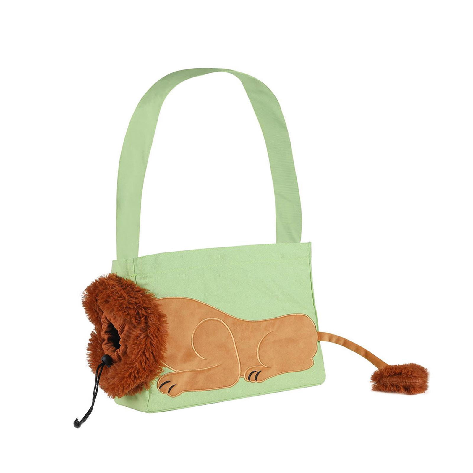 Fzaqwen Dog Bag Novelty Portable Lion Shape Transparent Window Pet Carrier Backpack Tote L