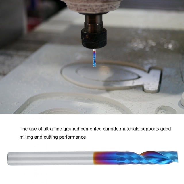 10Pcs Blue Nano Coating End Mill Fresa de Grabado Cortador de Una Sola Hoja Herramientas de Grabado En Espiral Brocas de Enrutador Cnc Dia Broca de Enrutador Carburo 3.175Mm EOTVIA No