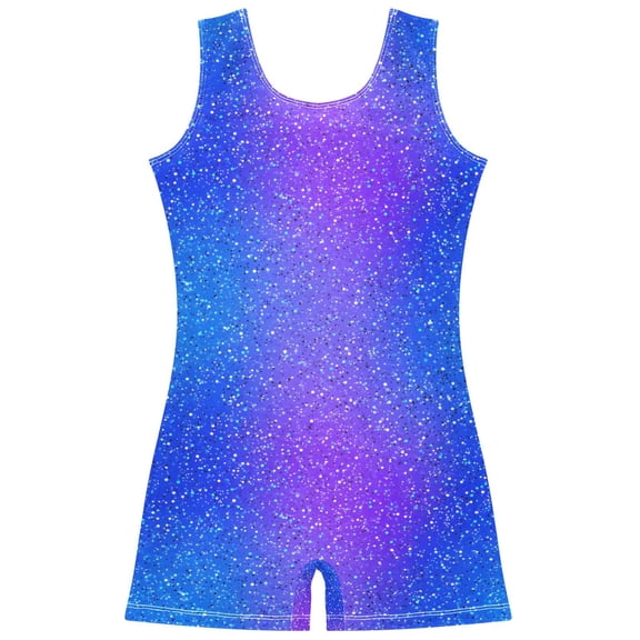 joogoo Blue Glitter Purple Pattern Girls Leotards Gymnastics Tumbling Outfit Biketard Unitard 5-6Years