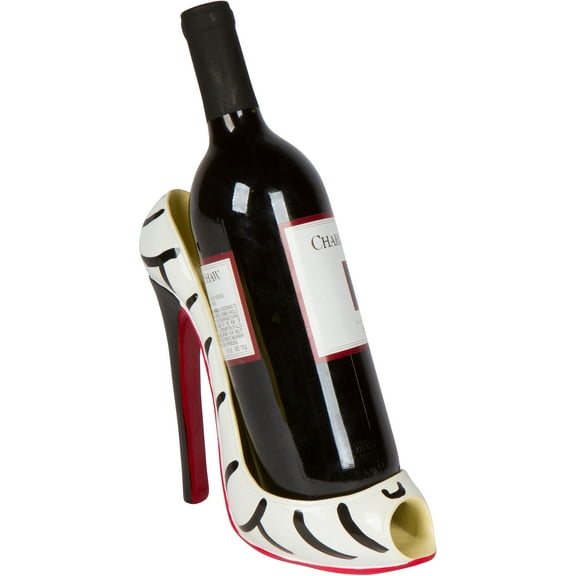 8" x 7" High Heel Wine Bottle Holder - Stylish Conversation Starter Wine Rack By Hilarious Home (Zebra)