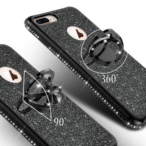 Apple Iphone 8 Plus Case,Iphone 7 Plus Case,Glitter Cute Phone Case Girls  Kickstand,Bling Diamond Rhinestone Bumper Ring Stand Sparkly iPhone 7/8  Plus