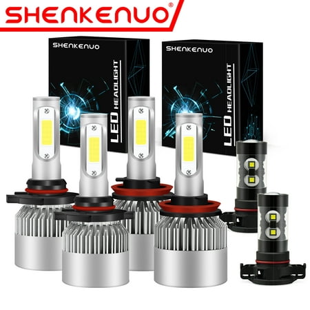 SHENKENUO For Chevy Silverado 1500 2500HD 2007-2015 LED Headlight + Fog Light Bulbs,Pack of 6,S2