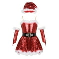 thumbnail image 1 of Hansber Enfants Filles Noël Père Noël Princesse Costume Sans Manches Paillettes Robe Mini avec Chapeau et Manches de Bras Rouge 10, 1 of 7