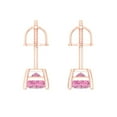 thumbnail image 4 of 0.5 ct Screw-Back Stud Earrings for Women | 3.5mm Princess Cut Simulated Pink Diamond | 18K Rose Gold, 4 of 5