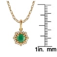 thumbnail image 3 of 10k Yellow Gold Genuine Round Emerald and Diamond Vintage Style Halo Pendant Necklace, 3 of 5