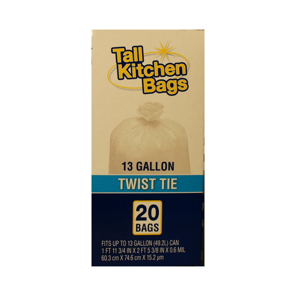 Top Job Basic Kitchen Trash Bags, 13 Gallon, 20 Bags (Twist Tie