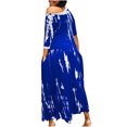 thumbnail image 4 of Vestido a media pierna con abertura en el bolsillo con teñido anudado y cuello redondo holgado informal con cuello redondo y manga tres cuartos a la moda Pompotops ghjkhdj12602, 4 of 7