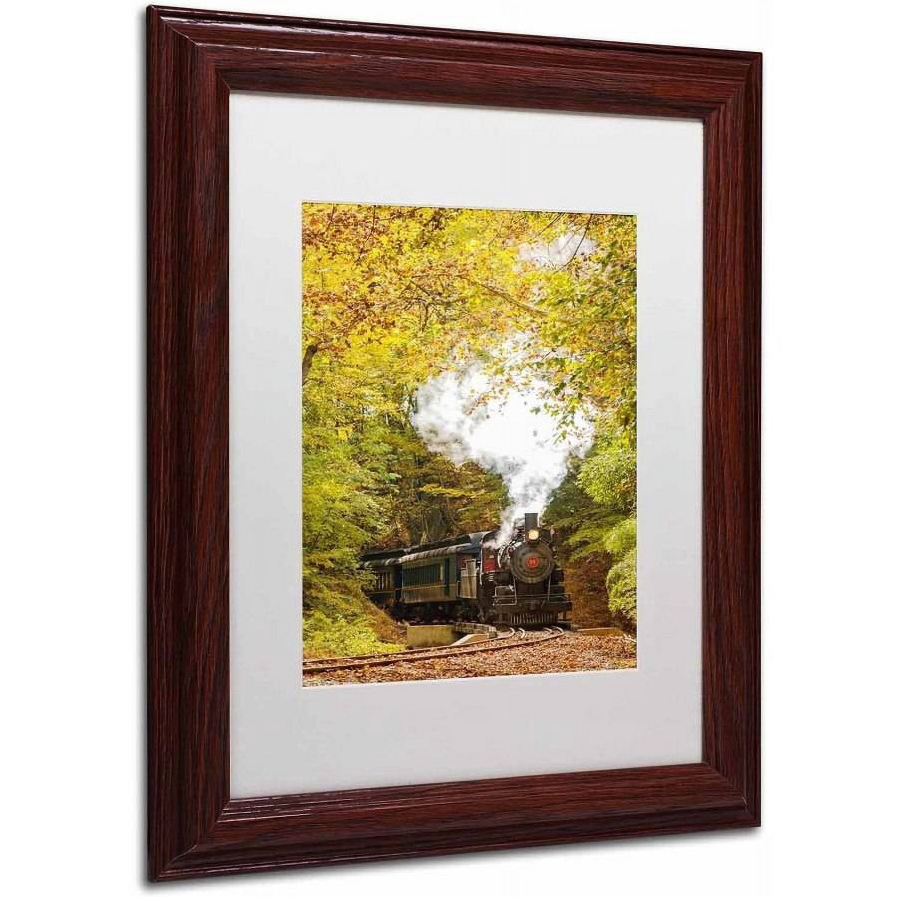 Trademark Fine Art 'Steam Train with Autumn Foliage' Canvas Art by PIPA Fine Art, White Matte, Wood Frame