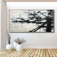 thumbnail image 5 of Large Black White Minimalist Wall Art Modern Textured Painting on Canvas Black White Textured Canvas Art Living Room Wall Art Decor,Unstretched,Frameless,(71*142cm)28*56lnches, 5 of 5