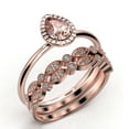thumbnail image 3 of Beautiful Art Deco 2.25 Carat Pear Cut Affordable Morganite And Diamond Moissanite Engagement Ring, Classic Wedding Ring, Two Matching Band in 10k Solid Rose Gold,Promise Ring, Anniversery Ring, 3 of 4
