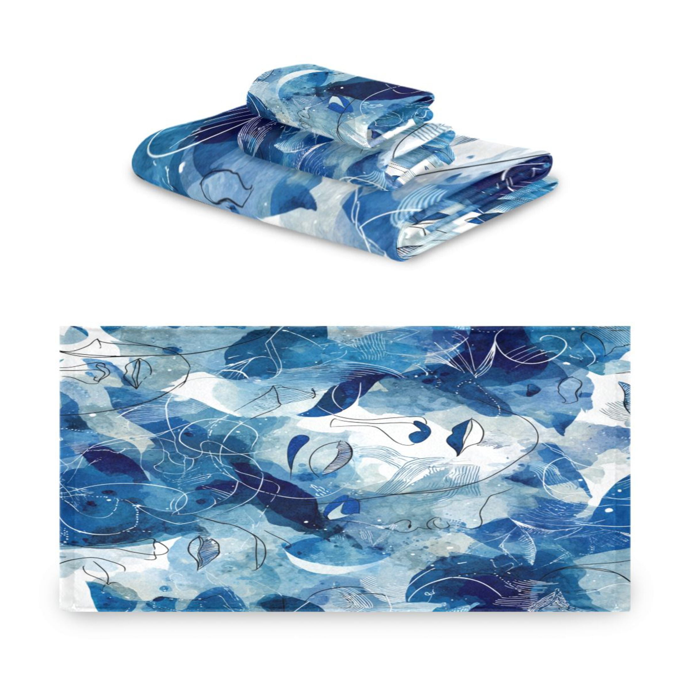 3 Piece Bath Towels Set Bath Towel, Hand Towel and Face Towel for Bathroom, Gym, Hotel Ethereal Dreamlike Elements