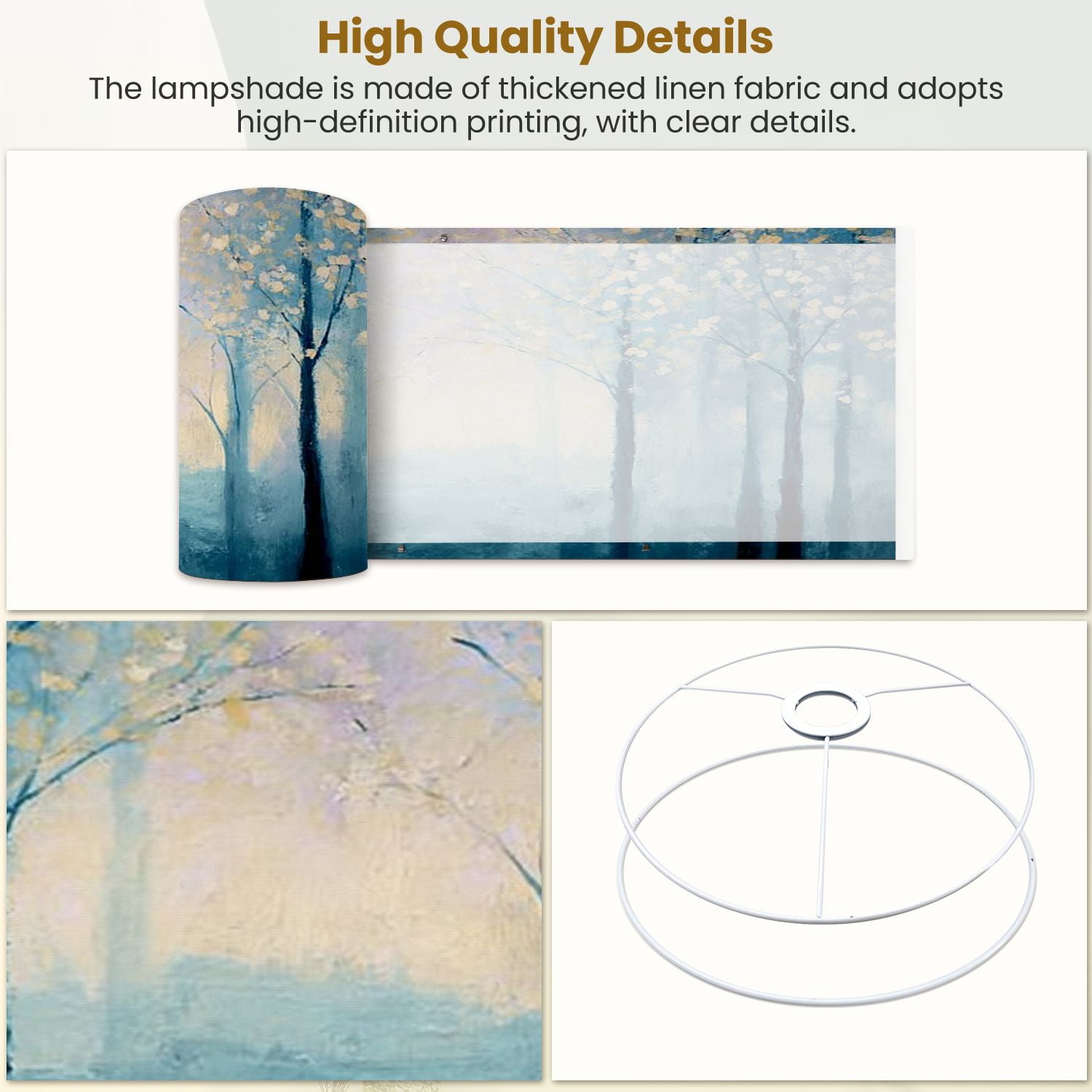 Lampshades 2 Pack Teal Landscape Blue Forest Textured Panoramic Abstract Nature Abstract 13"x13"x10" Light Shade for Table Lamps Floor Lamps Drum Lamp Shades Lampshade Replacement Easy Assembly