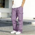 thumbnail image 6 of ATOGUTA Cargo Sweatpants for Boys Wide Leg School Uniform Pants Kids Elastic Waist Flowy Summer Beach Lounge Trousers with Pockets Size 7-16, Purple, 6 of 7