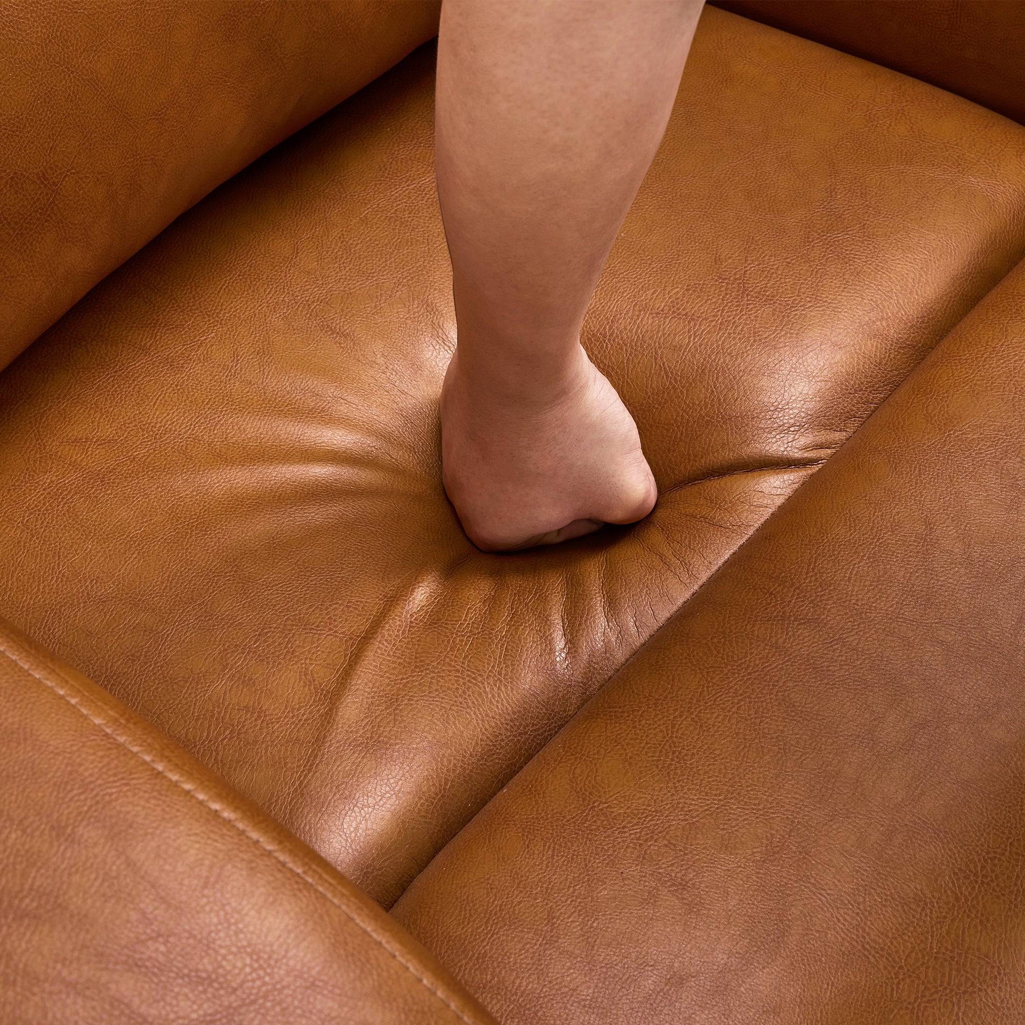 MCombo 56" Zero Wall Hugger Power Recliner Loveseat Sofa for Small Space, Living Room, RV, Cognac Brown