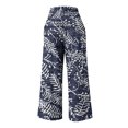 thumbnail image 4 of Womens Wide Leg Pant Boho Floral Printed Summer Palazzo Pants Casual Loose Flowy Beach Vacation Trousers, 4 of 4