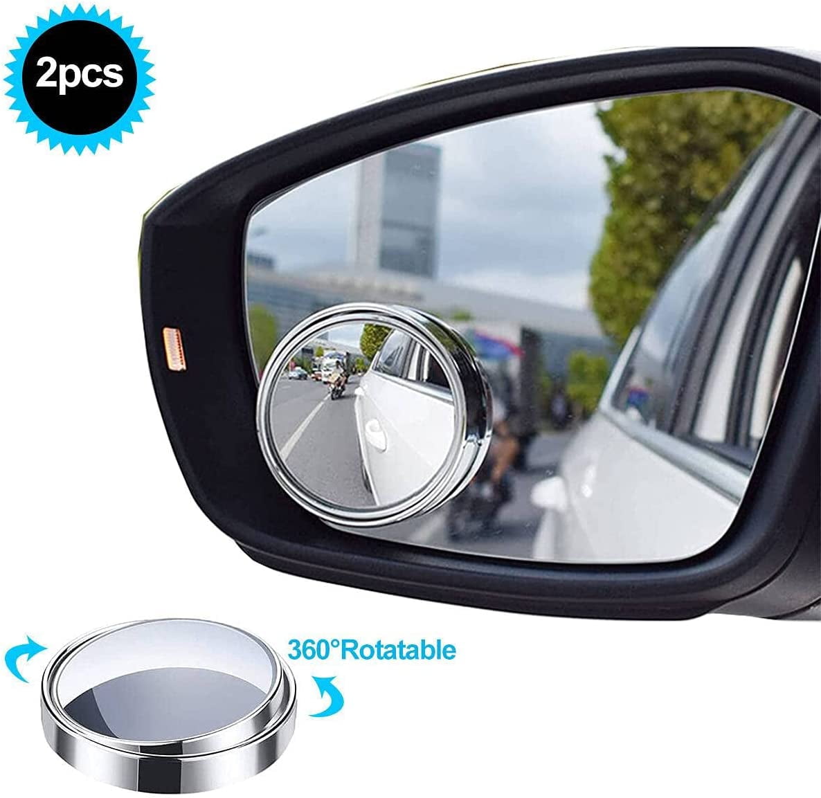 2 PCS 360° Rotation Blind Spot Mirrors, HD Wide Angle with 3M Self