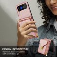thumbnail image 5 of Allytech Case for Samsung Galaxy Z Flip3 5G, [Large Capacity] Wallet Case with Card Slots & Zipper Pocket, Premium PU Leather Metal Snap Kickstand Shockproof Case with Shoulder Strap, Rosegold, 5 of 7