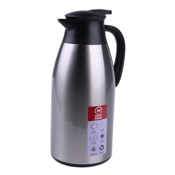 2 Liter Stainless Steel Double Walled Vacuum Insulated Carafe, Press Button Top