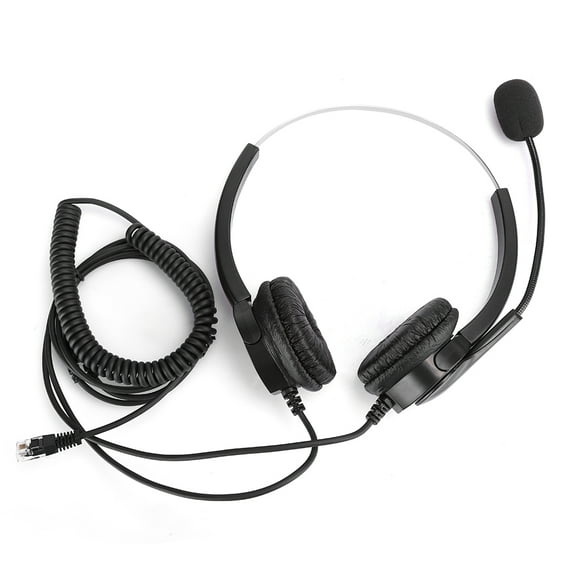Call Center Headset with Microphone Hands-free Noise Cancelling Binaural Headset with Crystal Interface for Phone Counseling Services