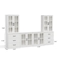 thumbnail image 4 of RichYa Kitchen Pantry Cabinet Set of 4,111" W Buffet Sideboard Coffee Bar with Glass Door Hutch,Modular Storage Cabinets with Shelves & Drawers for Dining Room,White(DGGD), 4 of 10