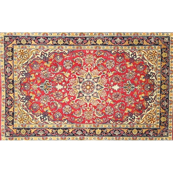 Ahgly Company Machine Washable Indoor Rectangle Traditional Fire Brick Red Area Rugs, 8' x 12'