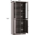 thumbnail image 7 of SELOOYE Modern Pantry Cabinet, 71-inch Tall Glass Display with Wood Doors, Adjustable Shelves, Grey, 7 of 7