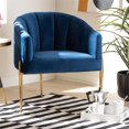 thumbnail image 4 of Baxton Studio Chaise d'Appoint Clarisse Velours Bleu Marine Finition Or, 4 of 9