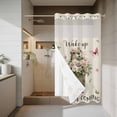 thumbnail image 4 of Groundhog No Hook Shower Curtain with Snap in Liner Watercolor Spring Pink Purple White Floral Butterfly Linen Texture Waterproof Bathroom Shower Curtain with See Through Top Window 54" x 78", 4 of 9