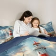 thumbnail image 4 of Feelyou Kids Ocean Lighthouse Twin Bedding Sets 7-Piece, Cartoon Seagull Animal Bedding Comforter Set, Nautical Theme Reversible Sheet Sets, Lightweight Room Decor, 4 of 7