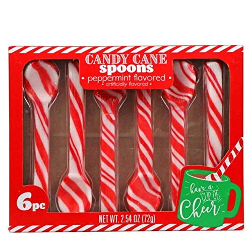 CANDY CANE Spoons, peppermint flavored, (1) box (2.54 oz, 4-Pack)