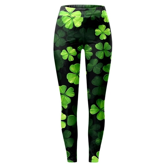 Yanyanz Saint Patricks Day Outfit Women, Women's Fashionable Casual St. Pat's Day Printed High Waist Leggings Blue L