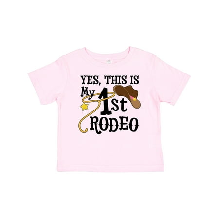 

Inktastic Yes This is My 1st Rodeo- Cowboy Hat with Pink Band Lasso Gift Baby Girl T-Shirt
