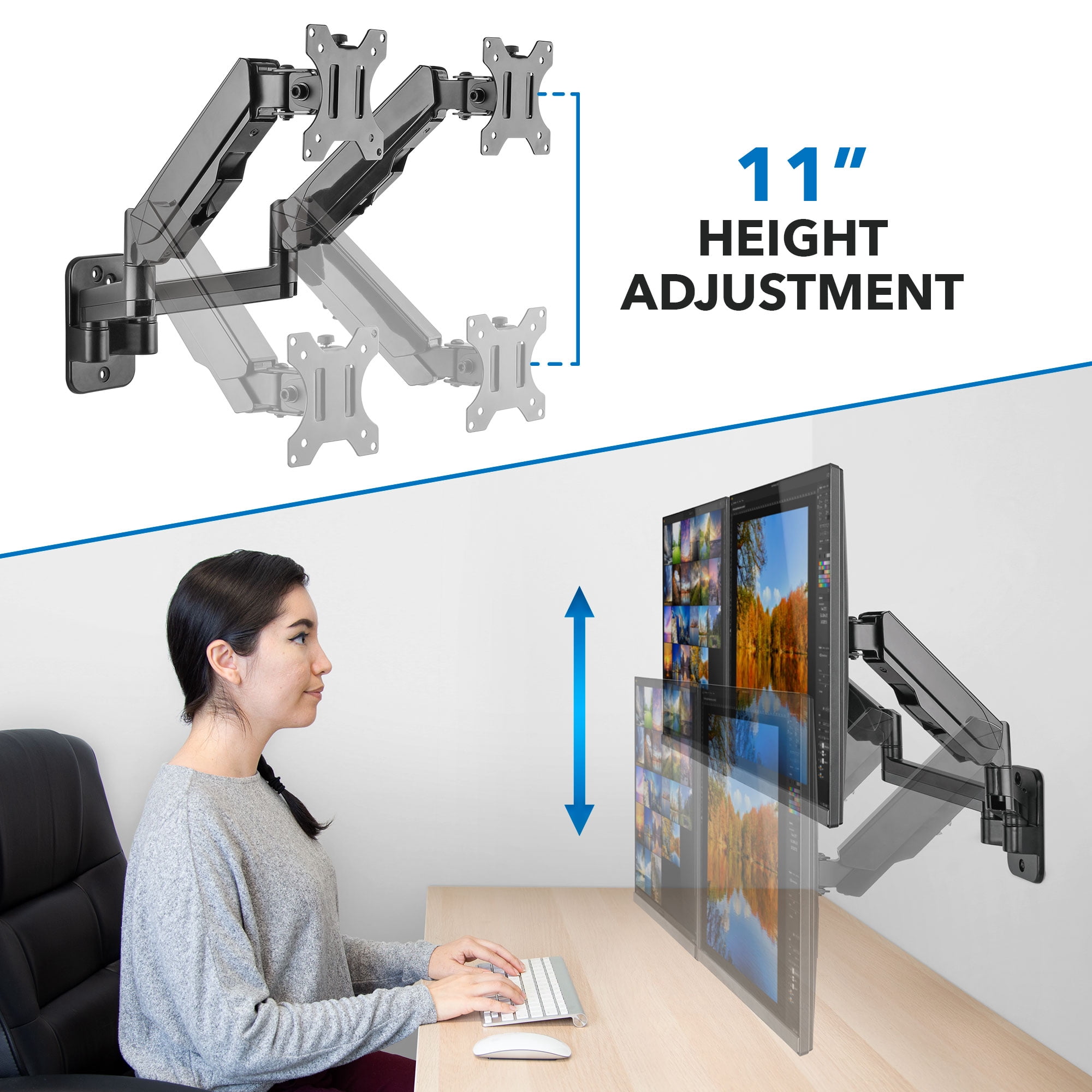 Mount-It! Dual Monitor Wall Mount | Fits 17-32 Inch Screens