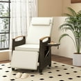 thumbnail image 3 of Costway 1 PCS Fauteuil Inclinable de Patio en Osier avec Dossier et Repose-Pieds Réglables Table d'Appoint Rabattable Blanc, 3 of 9