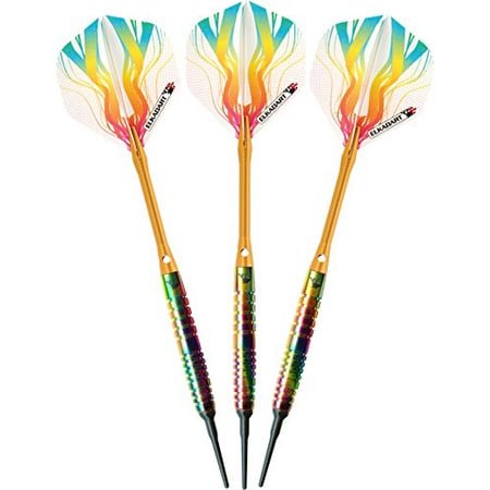 Elkadart Rainbow 90% Tungsten Soft Tip Darts with Storage/Travel Case, Ringed, 18 Grams