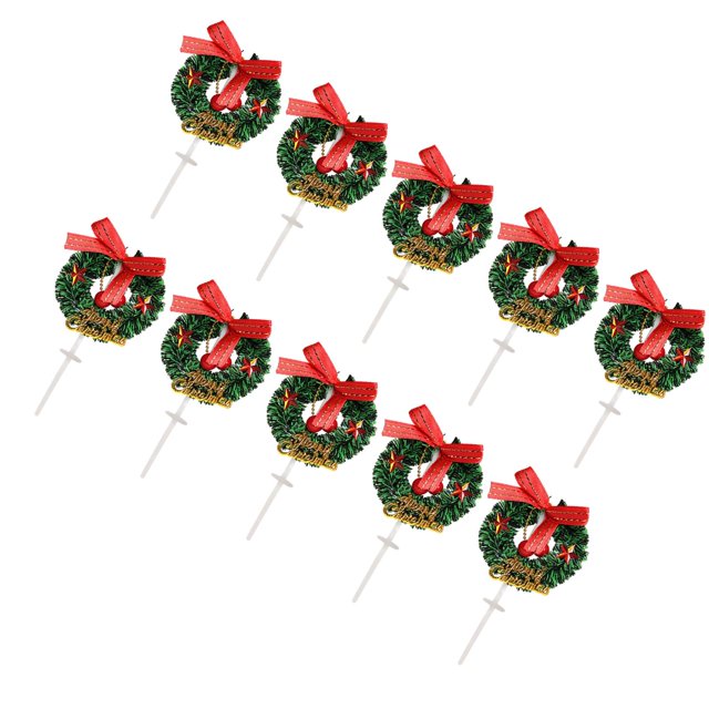 10 Uds Mini coronas navideñas, adornos navideños para cupcakes, decoración del hogar para ventana, fiesta Estilo D