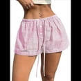 thumbnail image 2 of Pantalones Cortos de Playa de Verano con Cintura con Cordón y Estampado de Rayas para Mujer. Rayas Rosas M, 2 of 10