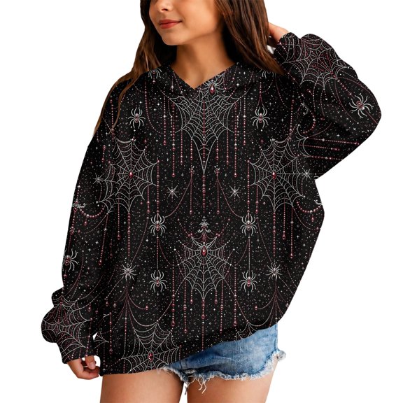 Grblisyd Halloween Hoodies for Girls Casual Long Sleeve Pullover Hoodie Fashion Skeleton Floral Print Sweatshirt with Kangaroo Pocket