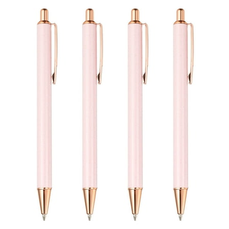Metal Ballpoint Pen, 4Pcs Retractable Pens Black Ink Style 2, Pink