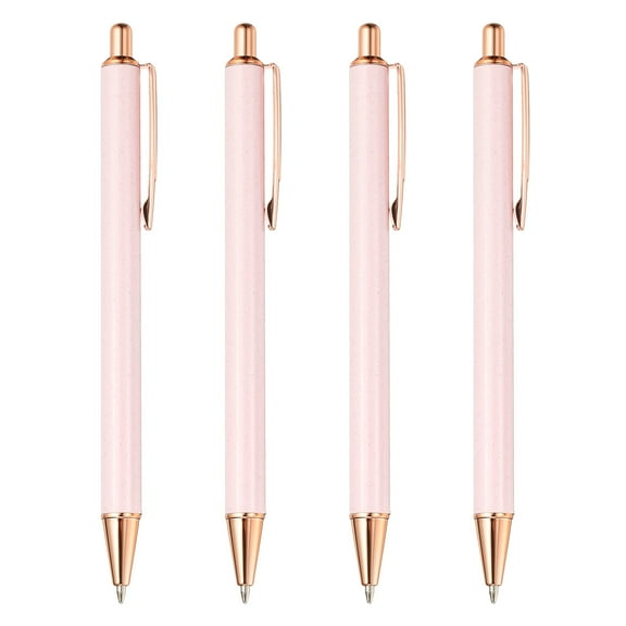 Metal Ballpoint Pen, 4Pcs Retractable Pens Black Ink Style 2, Pink