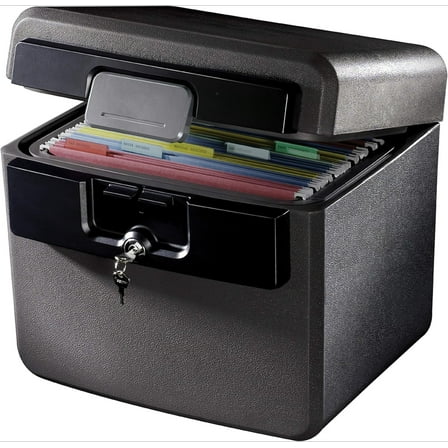Black fireproof and waterproof safe, folder and document box with key lock