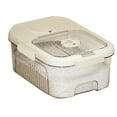 thumbnail image 3 of Caja de almacenamiento de arroz transparente sellada con interruptor magnético, contenedor de almacenamiento de granos de cocina para alimentos secos, pequeña, color blanco crema., 3 of 12