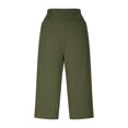thumbnail image 5 of Women's Wide Leg Capri Pants Stretch High Waisted Summer Office Work Casual Yoga Dress Cropped Pants with Pockets Army Green, 5 of 7