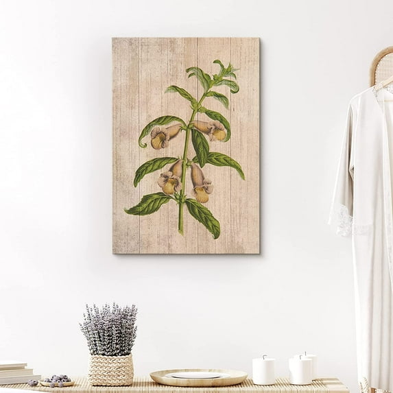 PixonSign Canvas Print Wall Art Wood Style Bell Flowers Floral Wildlife Illustrations Modern Art Traditional Relax/Calm Multicolor Pastel for Living Room, Bedroom, Office - 24"x36"