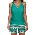thumbnail image 2 of lcziwo Tankini Swimsuits for Women Summer Sleeveless Backless Tops and Shorts 2 Piece Sets Fashion Graphic Print Bathing Suits Vacation Outfits Green XXXXXL, 2 of 6