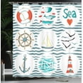 thumbnail image 4 of Ambesonne Nautical Shower Curtain, Marine Collage, 69"Wx84"L, White Red Blue, 4 of 5