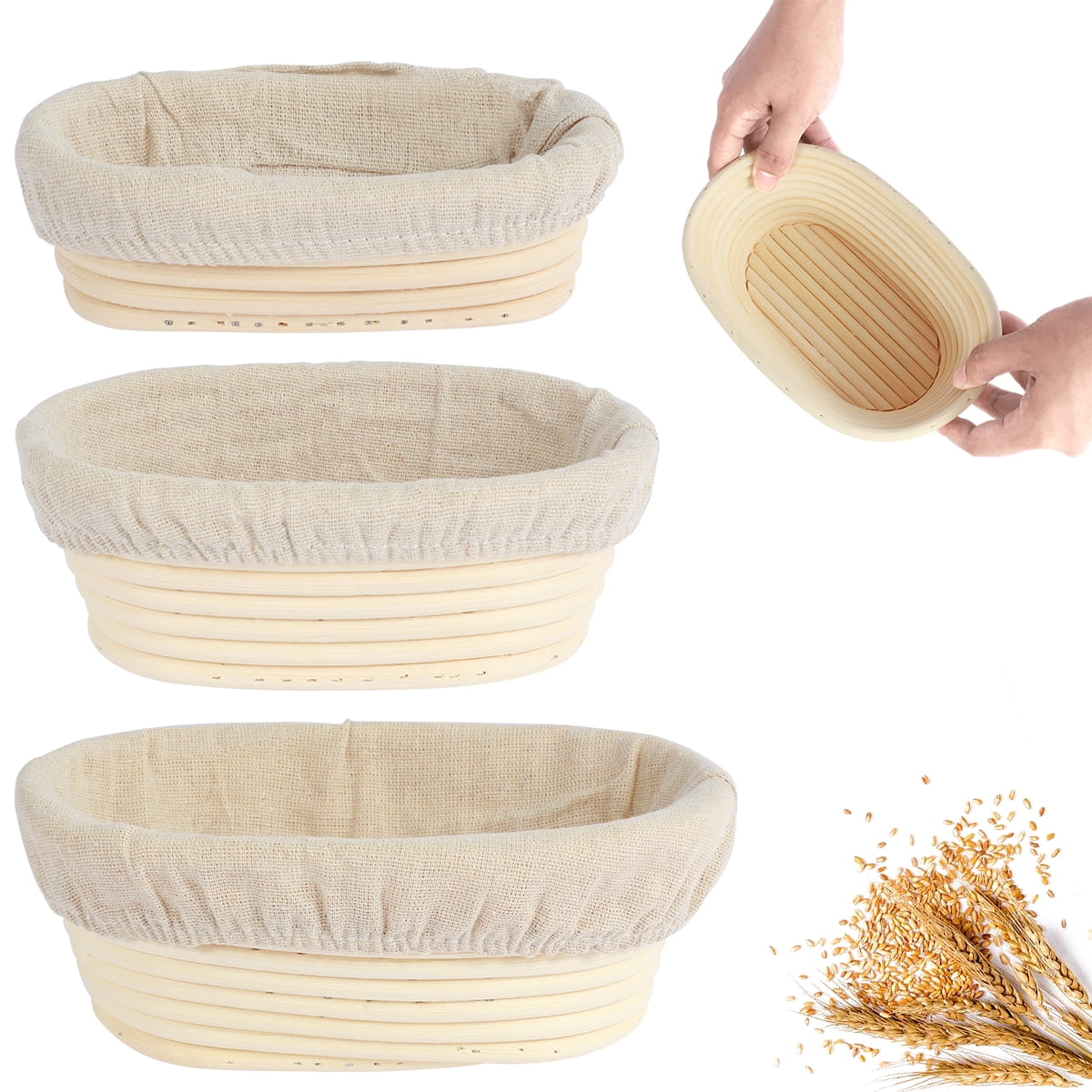 Bread Proofing Basket Bread Baking Bread Proofing Basket Set Benneton Basket  Mold Bread Proofing Basket Natural Rattan Basket for Bread Baking -  Includes Cloth Liner & Dough Scraper (Oval 15x8x5cm) 