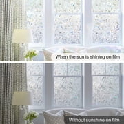 rabbitgoo Window Privacy Film, Decorative Frosted Glass Removable Sticker, Stained Decals, Static Cling Vinyl Covering, Blooming Flowers 17.5 x 78.7 inches